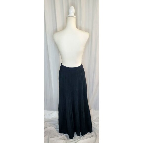 Vintage 90s Y2K Maxi Skirt One Size Black Ruffle Tiered Witchy Goth Whimsigoth - Picture 5 of 11